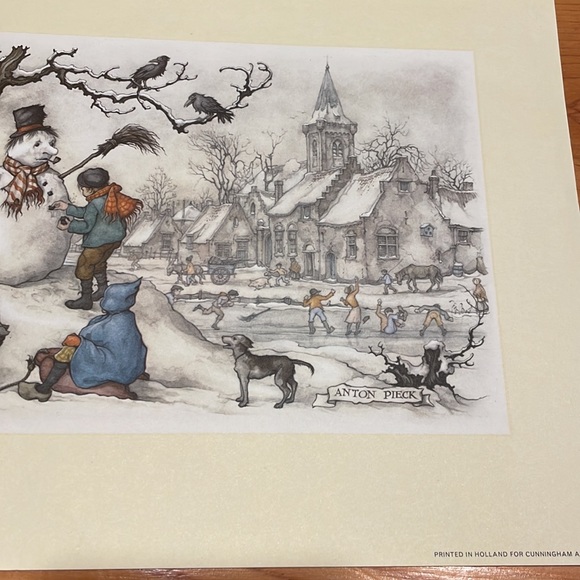 Antin Pieck print Brand New 8 x 10” total winter scene Mr. snowman Vinta… - Picture 3 of 5